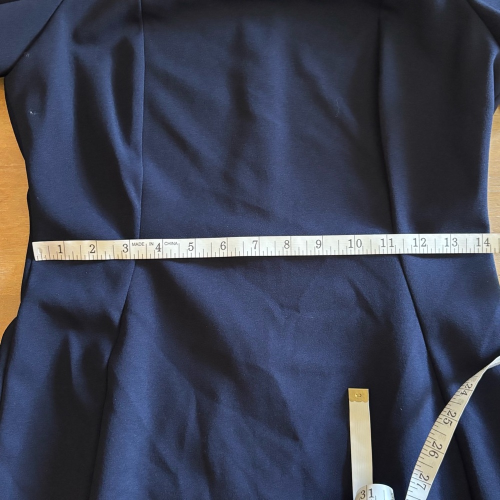 Calvin Klein Blue Sheath Dress Tulip Sleeve Knee Length Scuba Stretch, Sz 6 NWT - Picture 11 of 14
